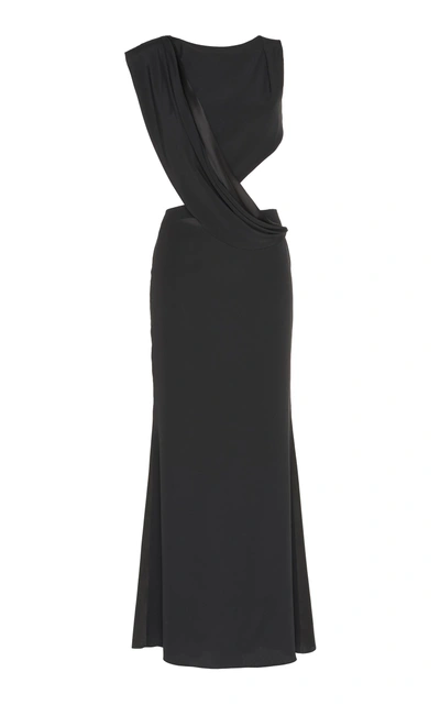 Shop Olivier Theyskens Floor Length Draped Dress In Black