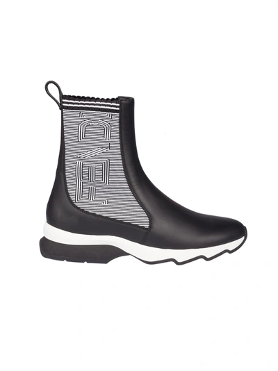 Shop Fendi Ribbed Two-tone Boots In White-black
