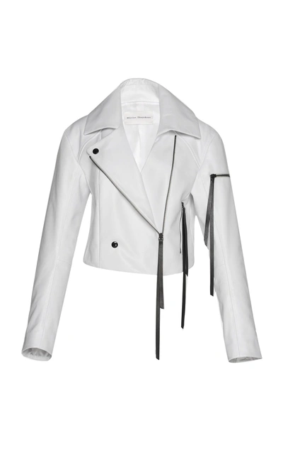 Shop Olivier Theyskens Double-breasted Biker Jacket In White