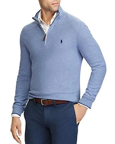 Shop Polo Ralph Lauren Half-zip Cotton Sweater In Blue Heather