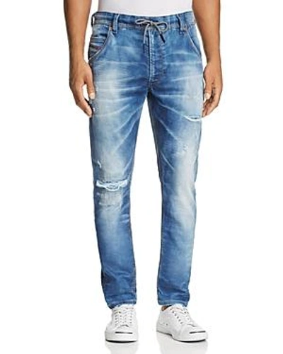 Shop Diesel Krooley Cb-ne Slim Fit Jogger Jeans In Faded Blue In Denim