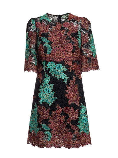 Shop Dolce & Gabbana Floral Embroidered Lace Dress