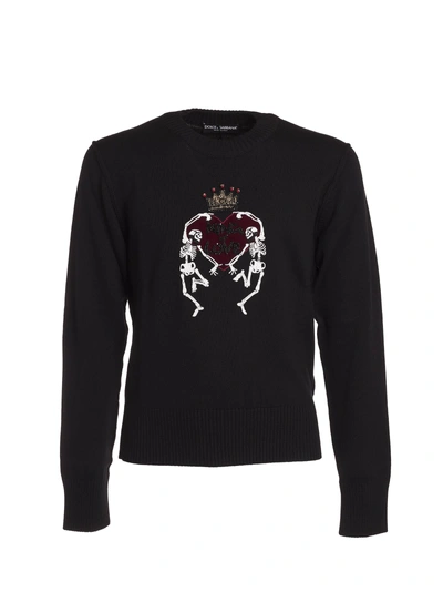 Shop Dolce & Gabbana King Of Love Sequin Applique Sweater