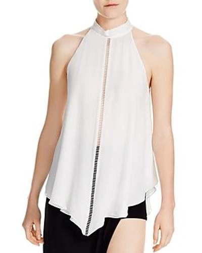 Shop Haute Hippie Naomi Ladder Stitch Silk Top In Swan