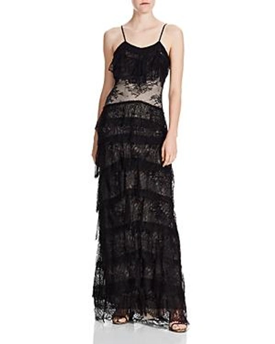 Shop Haute Hippie Tiered Lace Gown In Black