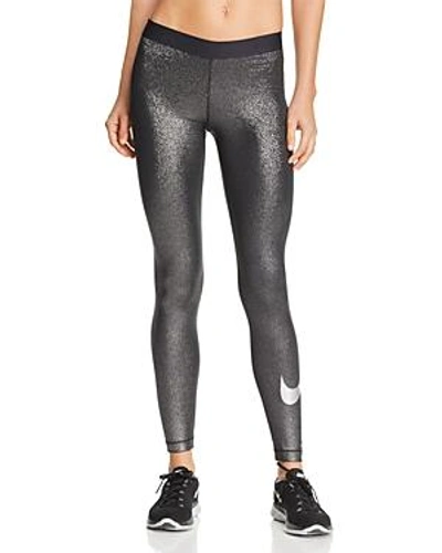 Shop Nike Pro Cool Leggings In Black/metallic Silver