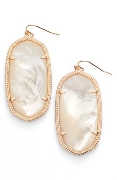 Shop Kendra Scott Danielle - Large Oval Statement Earrings In Ivory Mop/ Rose Gold