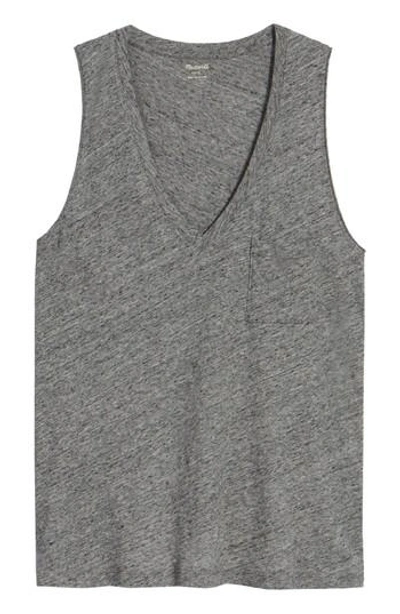 Shop Madewell Whisper Cotton V-neck Tank In Heather Pewter