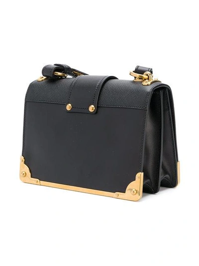 Shop Prada Black Cahier Leather Shoulder Bag In F0002 Black