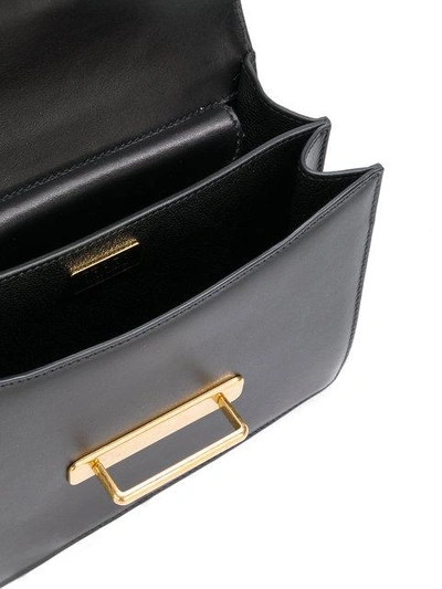 Shop Prada Black Cahier Leather Shoulder Bag In F0002 Black