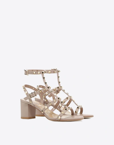 Shop Valentino Garavani Rockstud Caged Sandal 60mm In Poudre