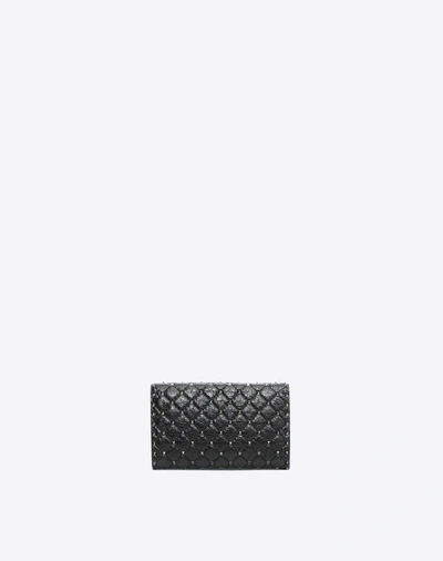 Shop Valentino Garavani Crinkled Lambskin Rockstud Spike Crossbody Clutch In Black