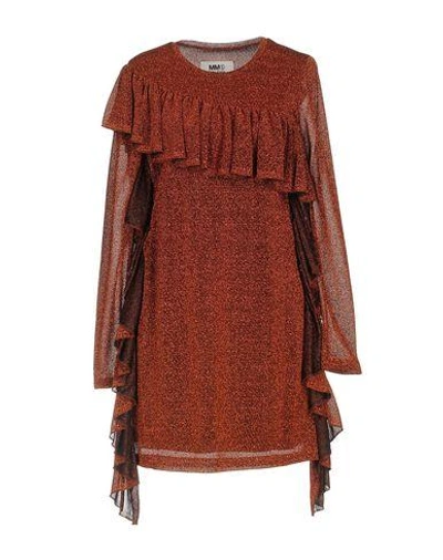 Shop Mm6 Maison Margiela Short Dress In Brown