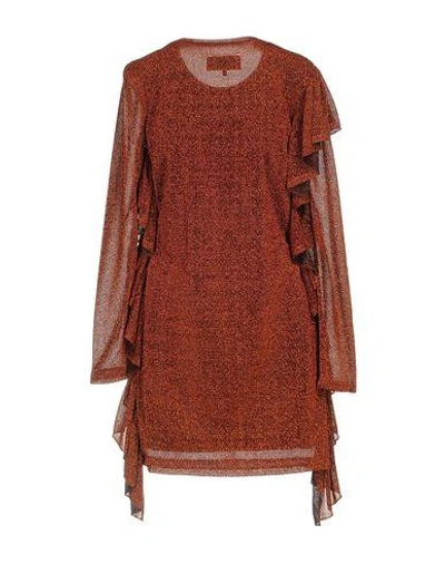 Shop Mm6 Maison Margiela Short Dress In Brown