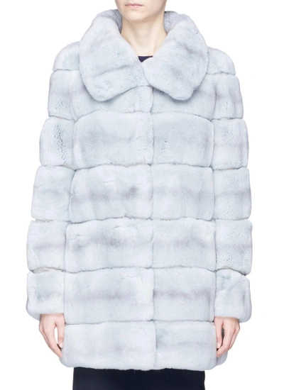 Shop Yves Salomon Lambskin Suede Stripe Rex Rabbit Fur Coat
