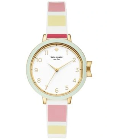 Shop Kate Spade New York Women's Park Row Multi Striped Silicone Strap Watch 34mm
