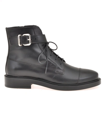Shop Tod's Leather Army Boot In Black