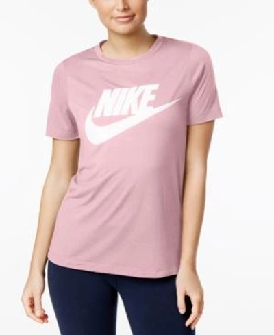 Shop Nike Sportswear Essential Logo T-shirt In Pearl Pink/white