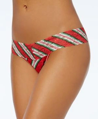 Shop Hanky Panky Printed Low-rise Lace Thong In Red Multi