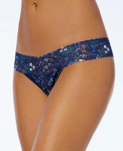 Shop Hanky Panky Printed Low-rise Lace Thong In Multi Color