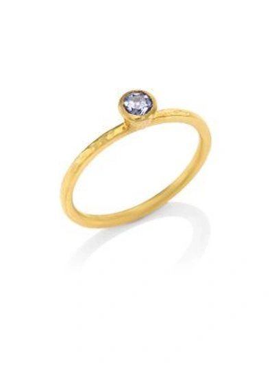 Shop Gurhan Women's Delicate Hue Blue Sapphire Stacking Ring In Yellow Gold
