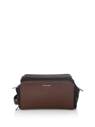 Shop Hook + Albert Two-tone Leather Toiletry Kit In Brown
