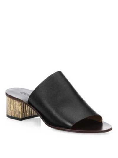 Shop Chloé Camille Leather Platform Sandals In Black