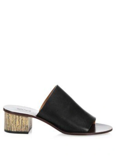 Shop Chloé Camille Leather Platform Sandals In Black