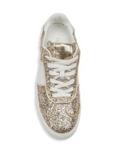 Shop Valentino Fly Crew Glitter Sneakers In Gold