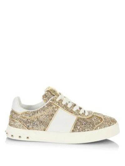 Shop Valentino Fly Crew Glitter Trainers In Gold