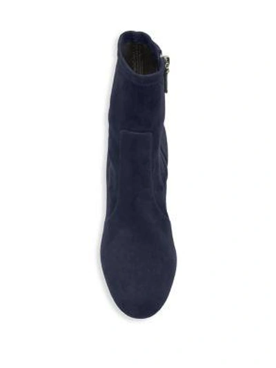 Shop Valentino Stretch Suede Booties In Marine