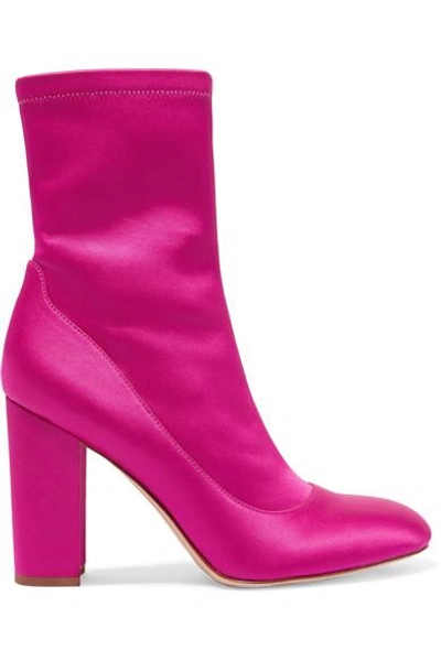 Shop Sam Edelman Calexa Stretch-satin Sock Boots In Fuchsia