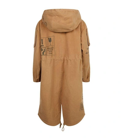 Shop Moschino Fragile Patched Parka In Neutral