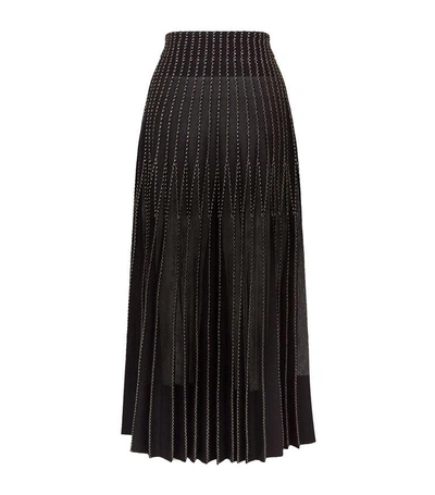 Shop Alexander Mcqueen Metallic Pleated Midi Skirt In Black