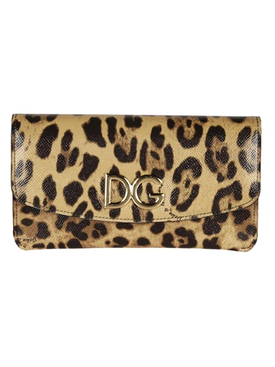 Shop Dolce & Gabbana Leopard Print Continental Wallet In Brown-black