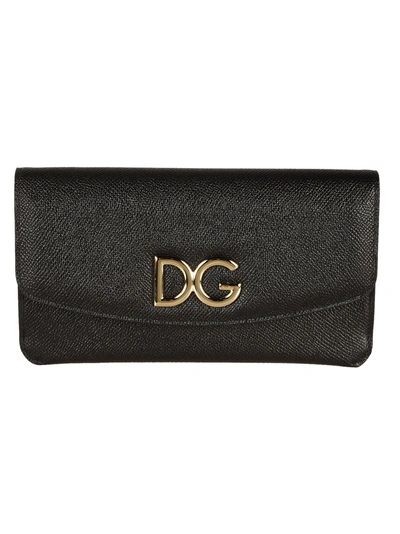 Shop Dolce & Gabbana Logo Flap Continental Wallet In Black