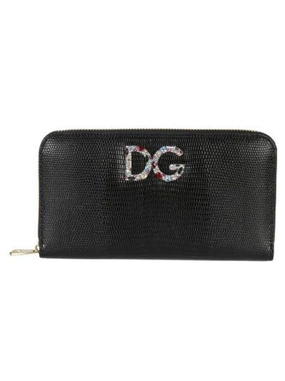 Shop Dolce & Gabbana Logo Zip Around Wallet In Black