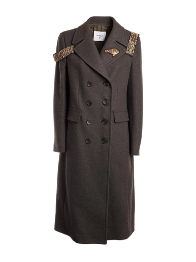 Shop Dondup Double-breasted Military Coat In Bosco