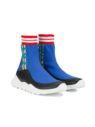 Shop Fendi Sock Runner Sneakers In Blue