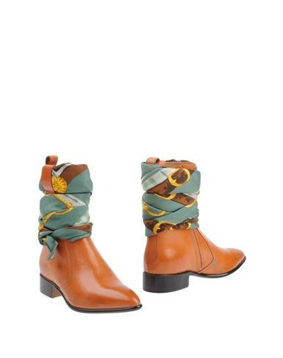 Shop Maison Margiela Woman Ankle Boots Brown Size 7.5 Soft Leather