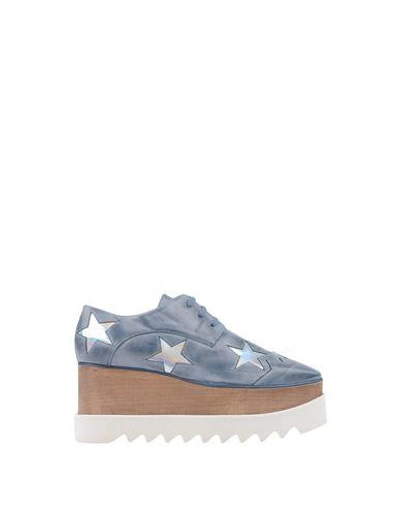 Shop Stella Mccartney Lace-up Shoes In Slate Blue