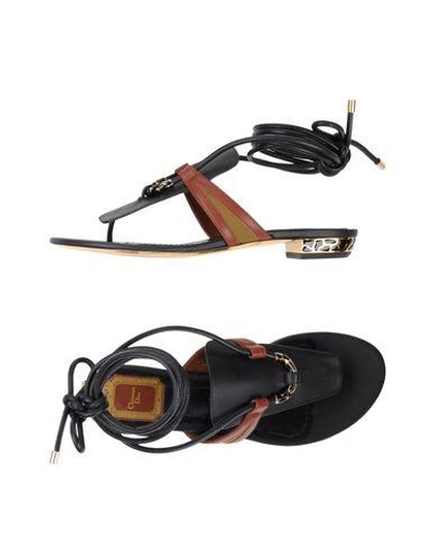 Shop Dior Woman Toe Strap Sandals Black Size 8.5 Soft Leather