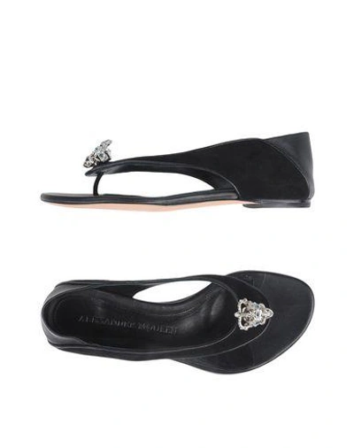 Shop Alexander Mcqueen Woman Thong Sandal Black Size 5 Leather