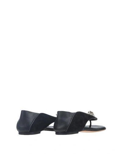 Shop Alexander Mcqueen Woman Thong Sandal Black Size 5 Leather