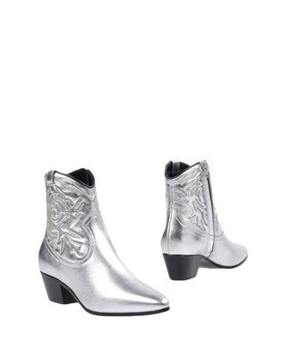 Shop Saint Laurent Ankle Boot In Silver