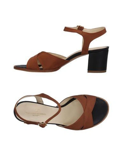 Shop Versace Sandals In Brown