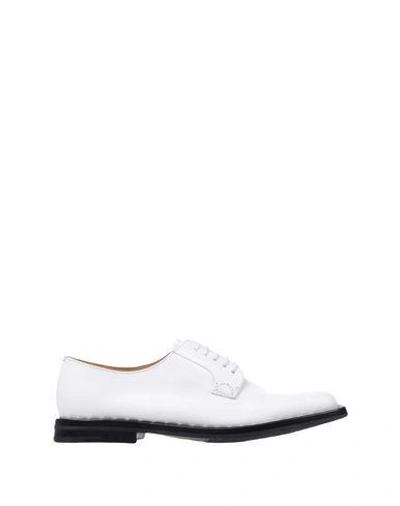 Church's Woman Lace-up Shoes White Size 8 Calfskin In White