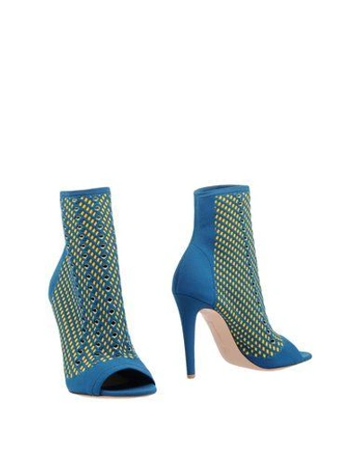 Shop Gianvito Rossi Woman Ankle Boots Turquoise Size 6 Textile Fibers In Blue