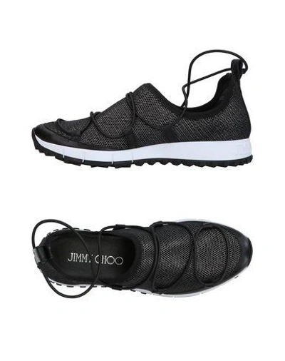Shop Jimmy Choo Woman Sneakers Black Size 6 Textile Fibers, Soft Leather