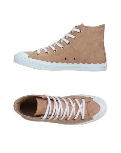 Shop Chloé Woman Sneakers Sand Size 6 Soft Leather In Beige